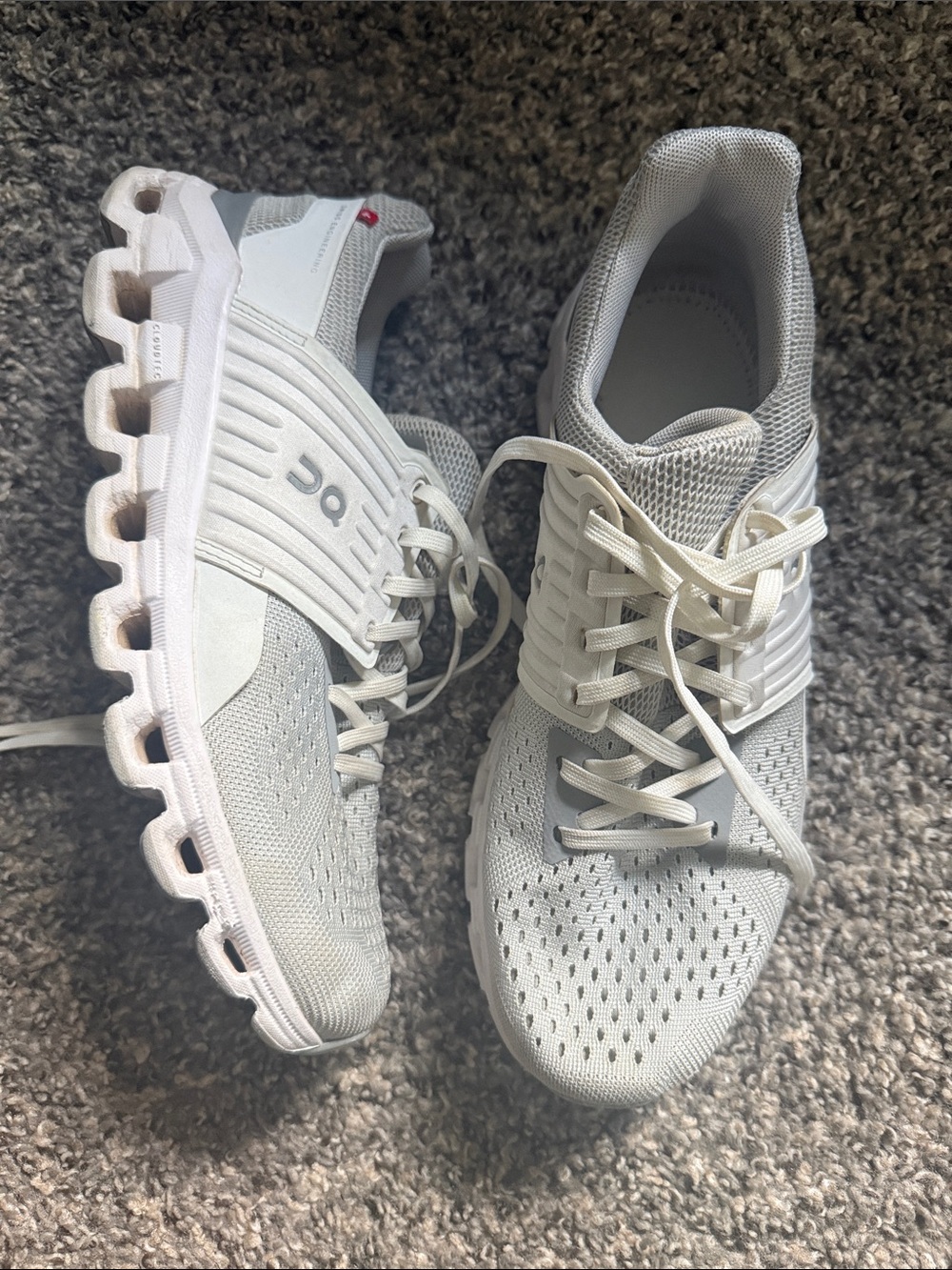 On Running Women's Cloud Sneakers in Light Gray and White